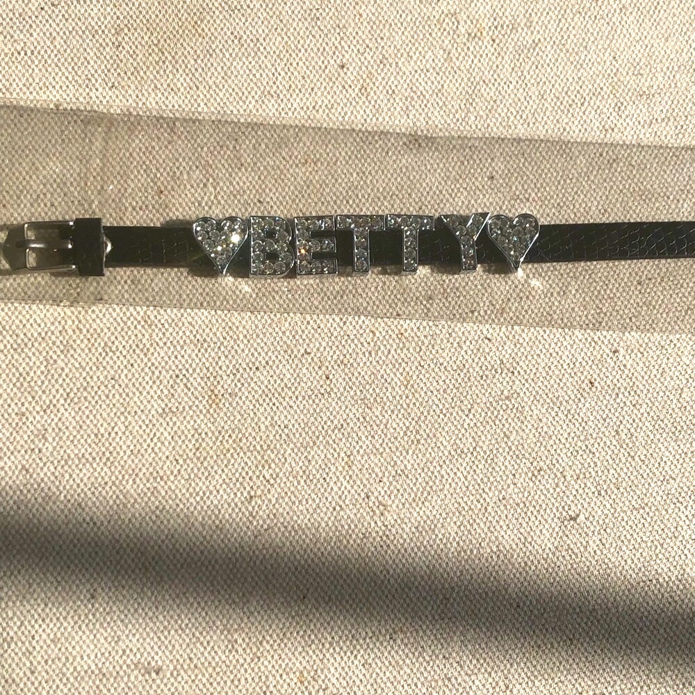 Rhinestone Betty Bracelet w/ Black adjustable band